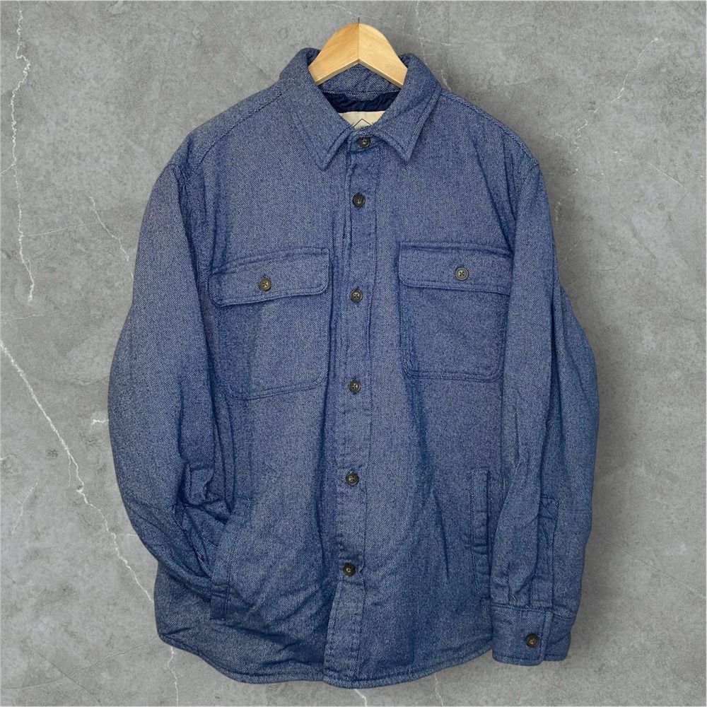 St. John's Bay Cozy Quilted Navy Shirt Jacket with Slit and Chest Pockets